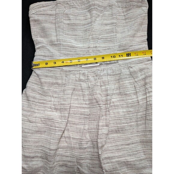 Banana Republic Strapless Dress Striped White Beige Size 8 Linen Y2K Mini Belt - Picture 14 of 14